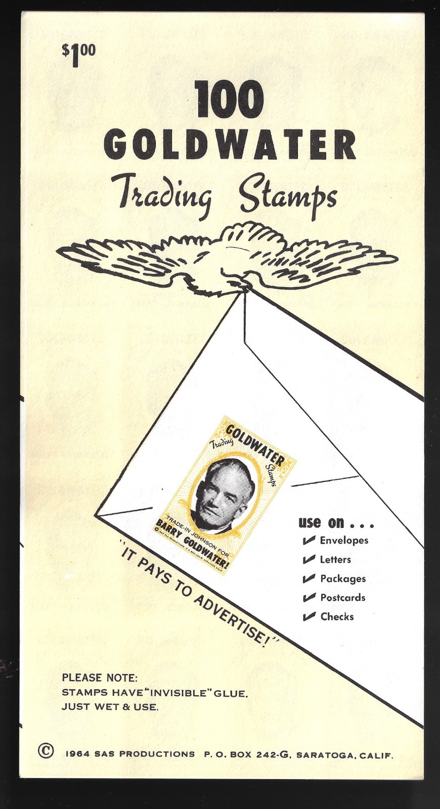 1964 Complete Book of Barry Goldwater Prez Campaign Trading Cinderella Stamps NM