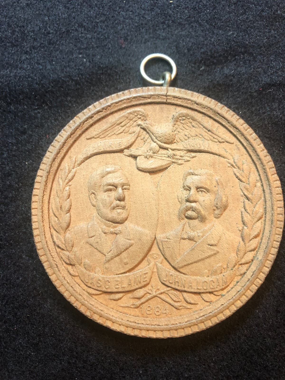 1884 James Blaine & John Logn Presidential Campaign Wood Plaque