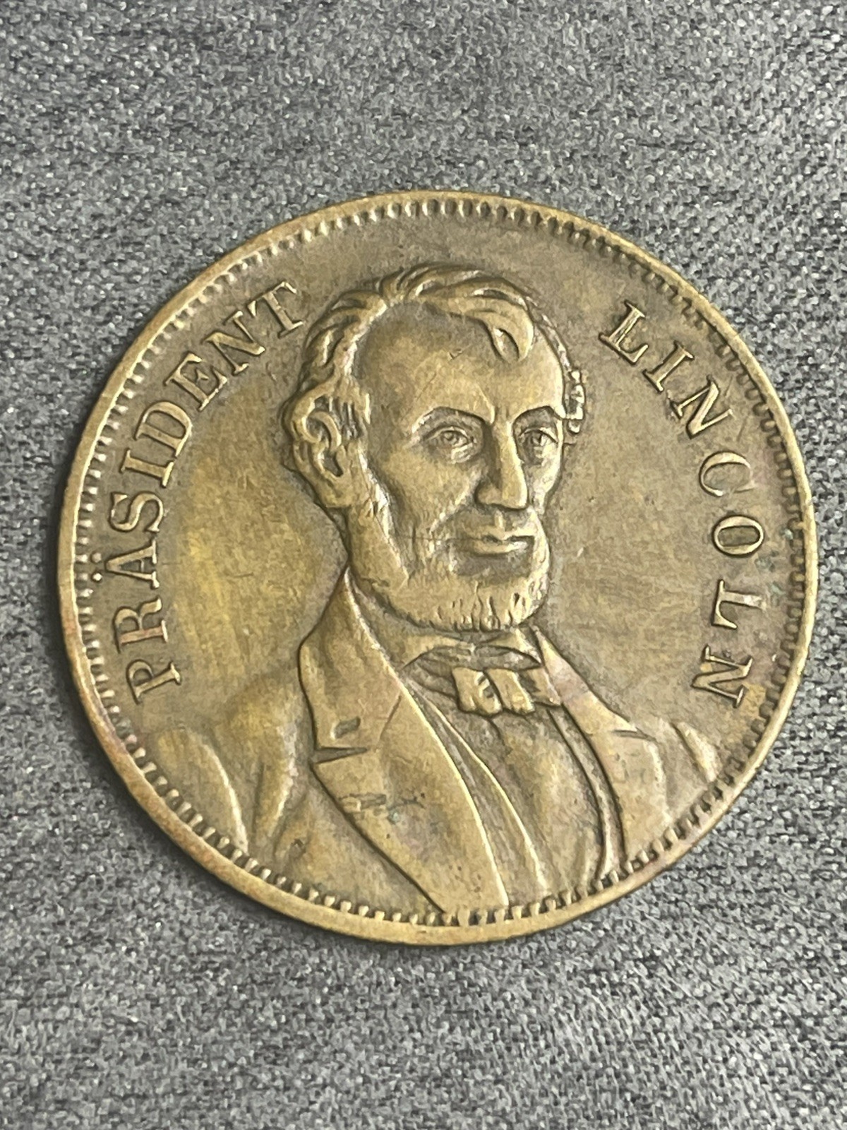 1864 ABRAHAM LINCOLN GERMAN SPIELMARK CAMPAIGN COUNTER TOKEN- Rarity 9 (#252)