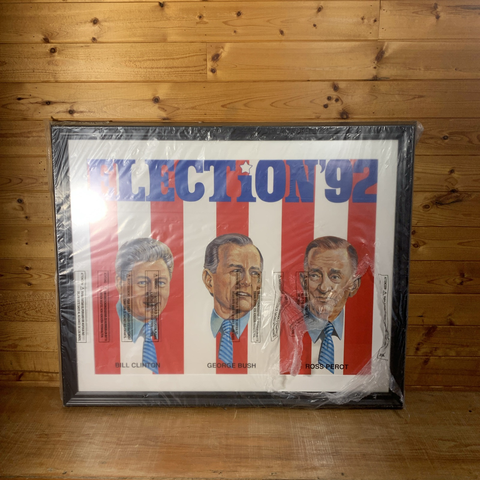 Election 92 1992 POSTER PROMO Frame 34-7/8” x 28-3/4” Bush Clinton Perot Vintage