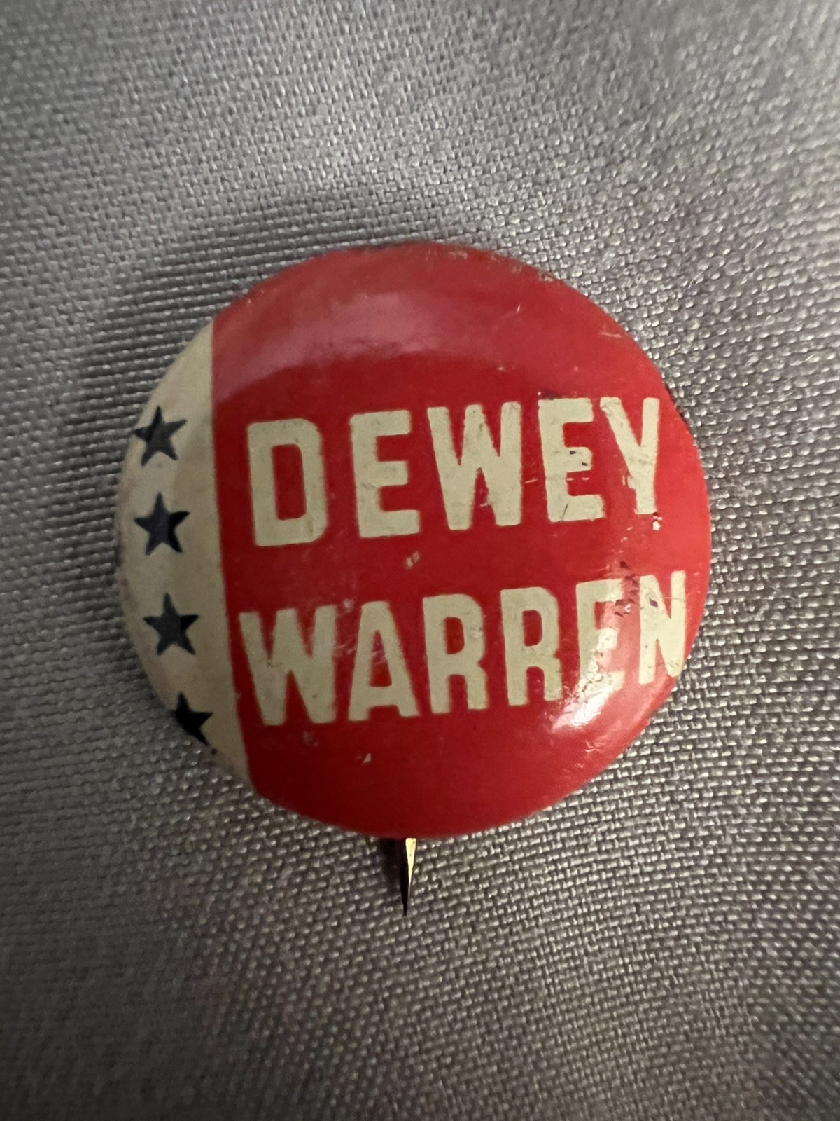 1948 THOMAS E. DEWEY EARL WARREN campaign political president pin pinback button
