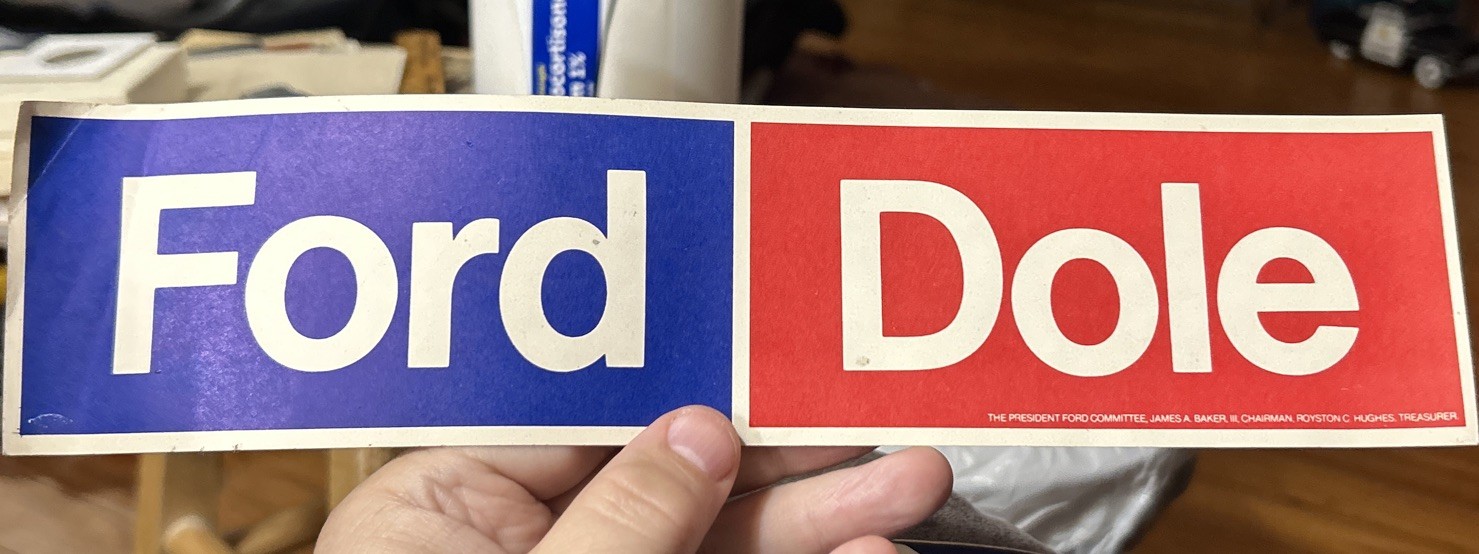 Gerald Ford/Bob Dole Bumper Sticker President Campaign 1976