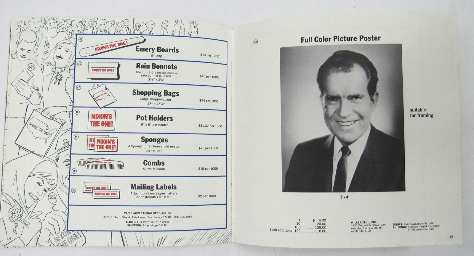 1968 Nixon Agnew Presidential Campaign Lot Buttons Hat Catalog Postcard Balloons