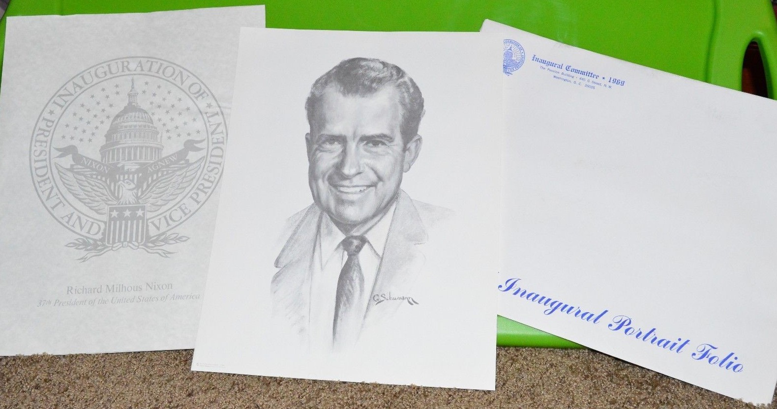 VTG 1969 Official Inaugural Portrait Folio President Richard Nixon Lithograph