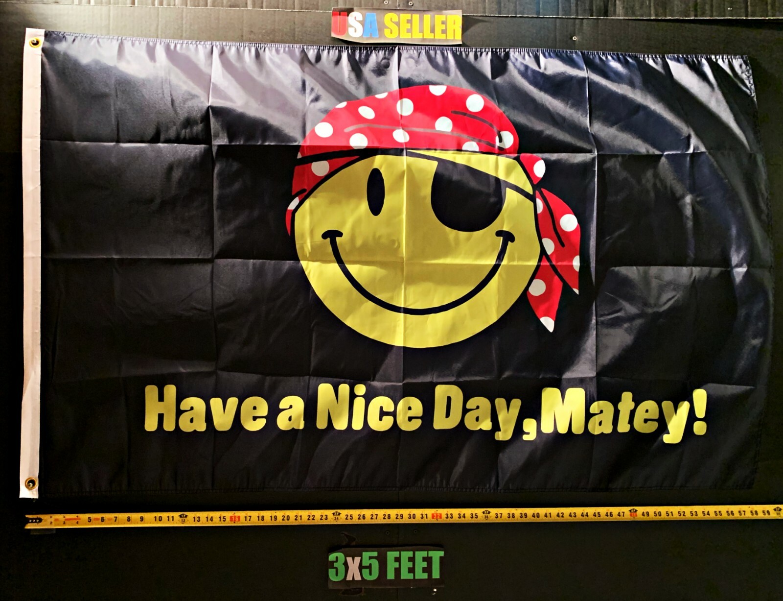 Smile Flag FREE SHIPPING Bandana Hippie Fun Love Happy Gay Poster USA Sign 3×5′