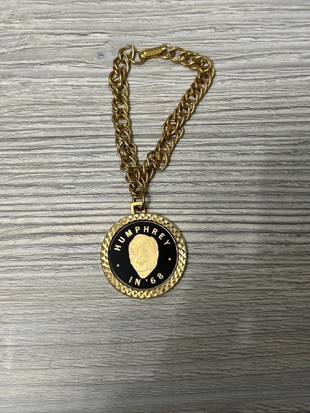 Vintage Hubert Humphrey In 1968 Gold Tone Bracelet Campaign 7”