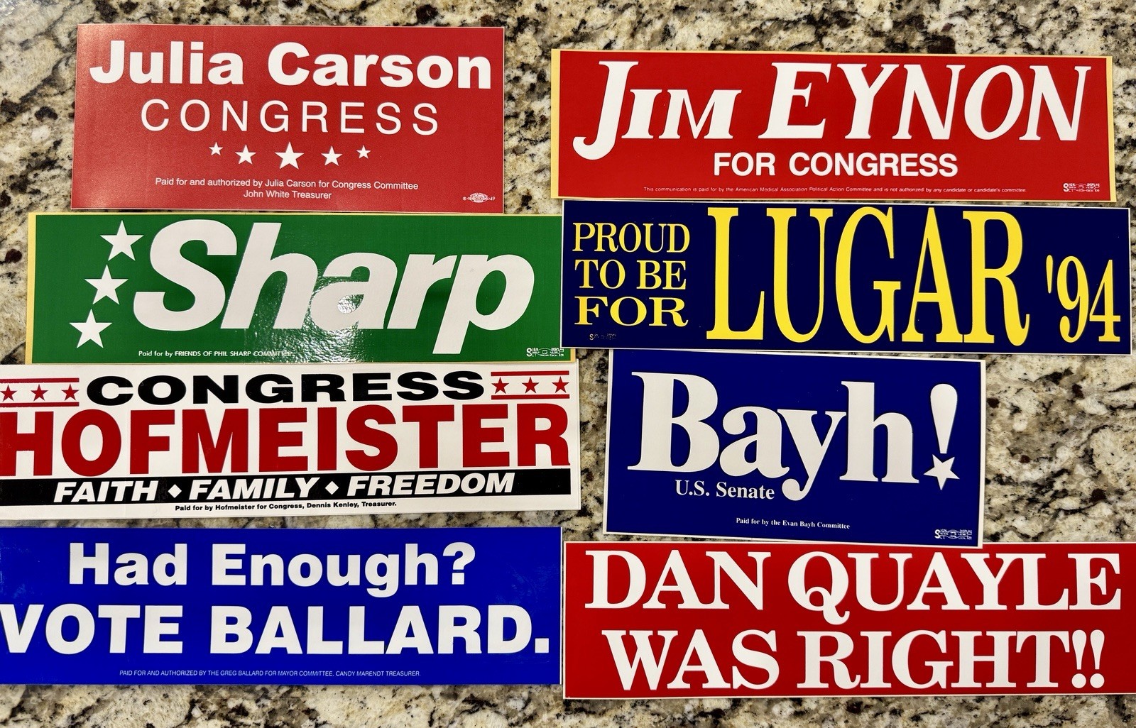 Indiana Senate, House & Local Campaign Bumpersticker Collection Bayh Lugar More
