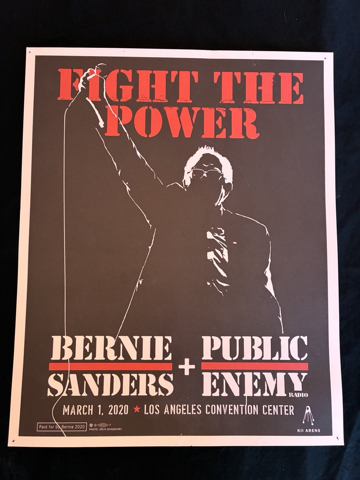 Bernie Sanders Public Enemy Campaign Poster Los Angeles Dem Primary 2020 Rare