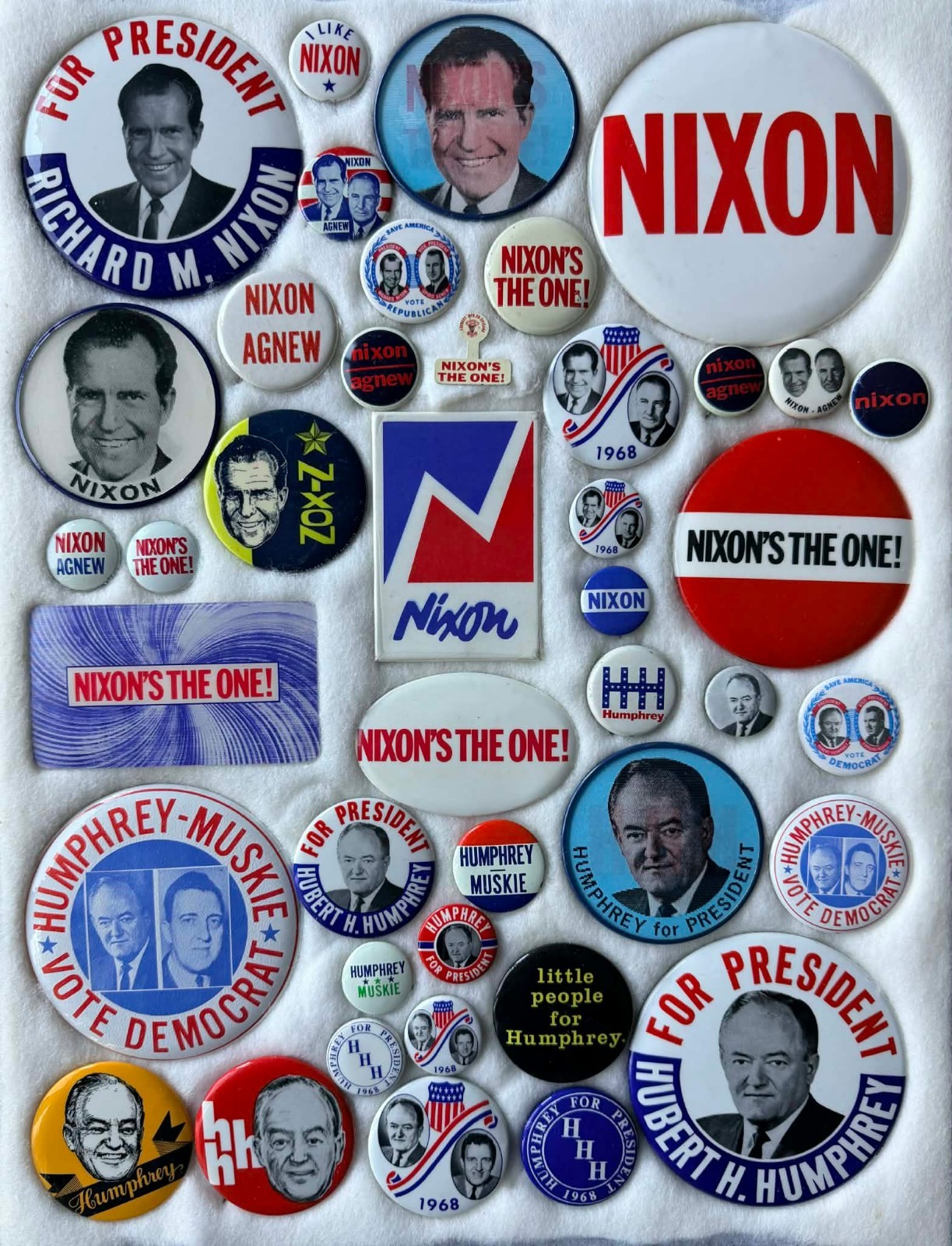 1968 Nixon Humphrey Button Lot 40+ Flashers Jugates Agnew Muskie Excellent