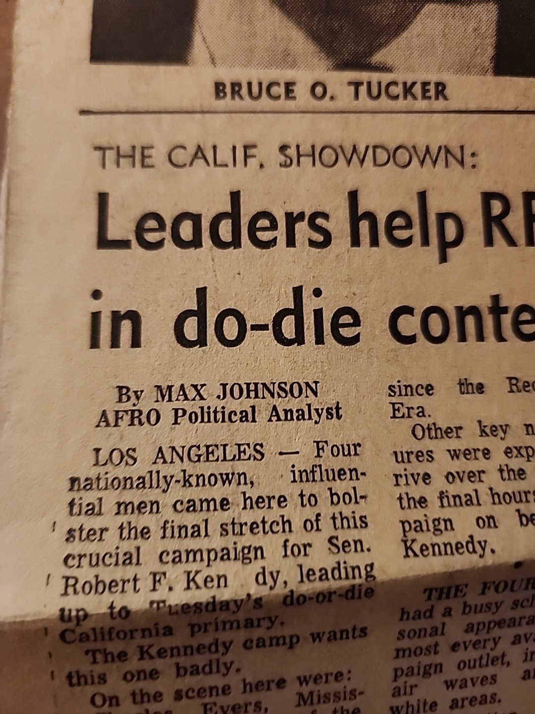 SIGNED Max Johnson Letter & AFRO AMERICAN BOBBY KENNEDY ASSASSINATION NEWSPAPERS