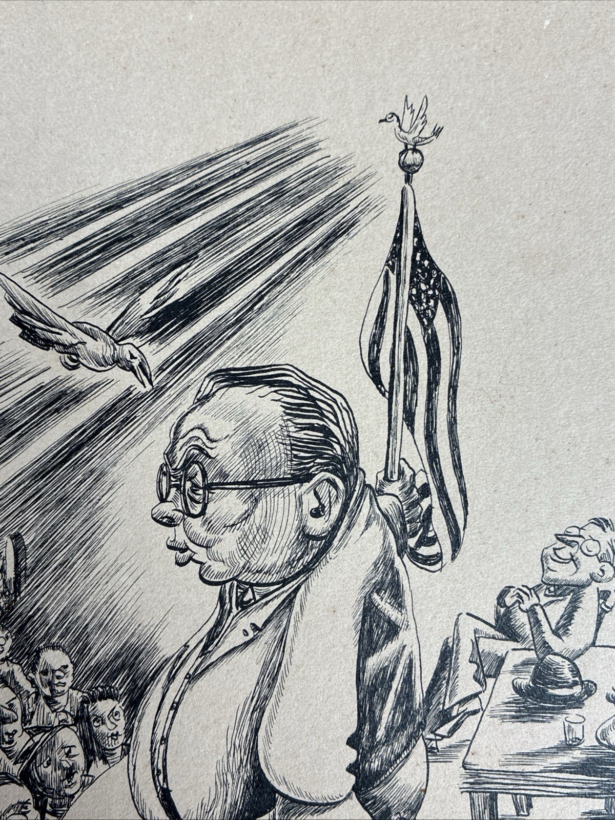 Sam Patrone Original Hand Drawn Political Cartoon Signed