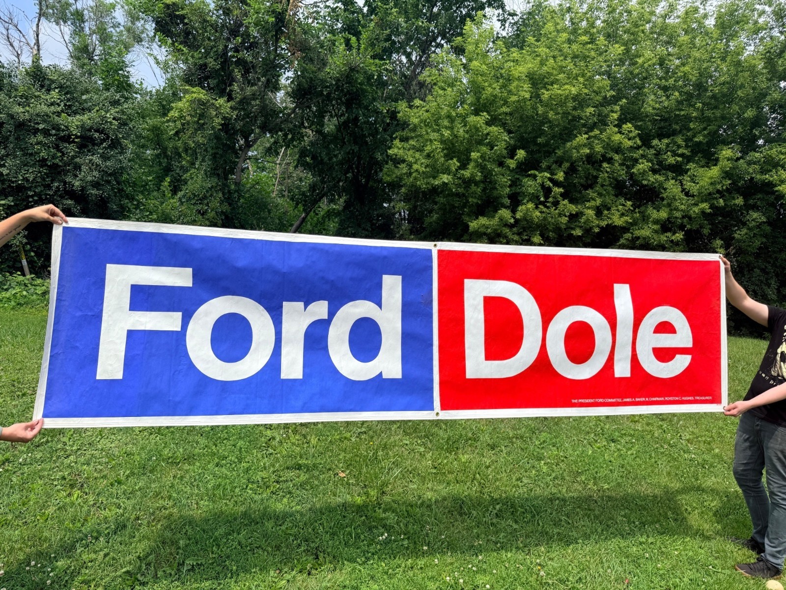 Vintage 1976 Gerald Ford And Bob Dole Presidential Campaign Banner Sign Original