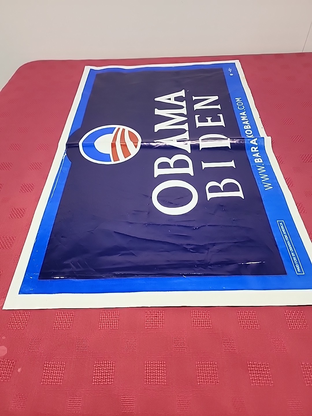 OBAMA/BIDEN Yard Sign 2008 Presidential Election Plastic Poster 2 Sided 26 X 18