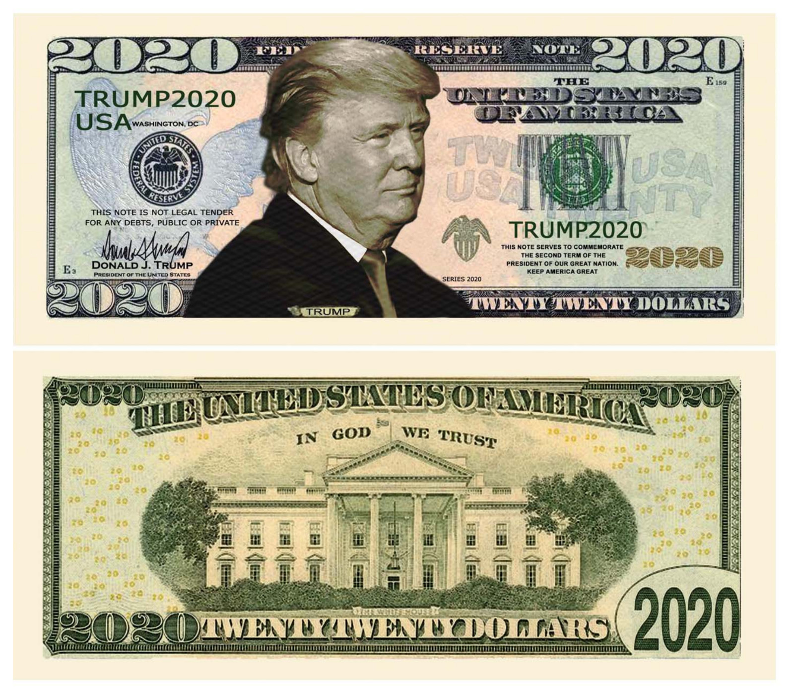 Donald Trump 2020 Dollar Bill Presidential MAGA Novelty Funny Money with Holder