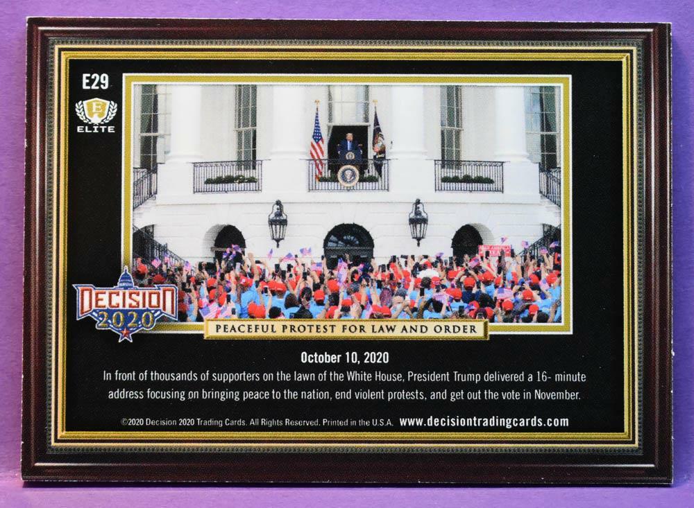 Decision 2020 Series 2 PREVIEW ELITE INSERT #E29 Peaceful Protest #’d 4/5