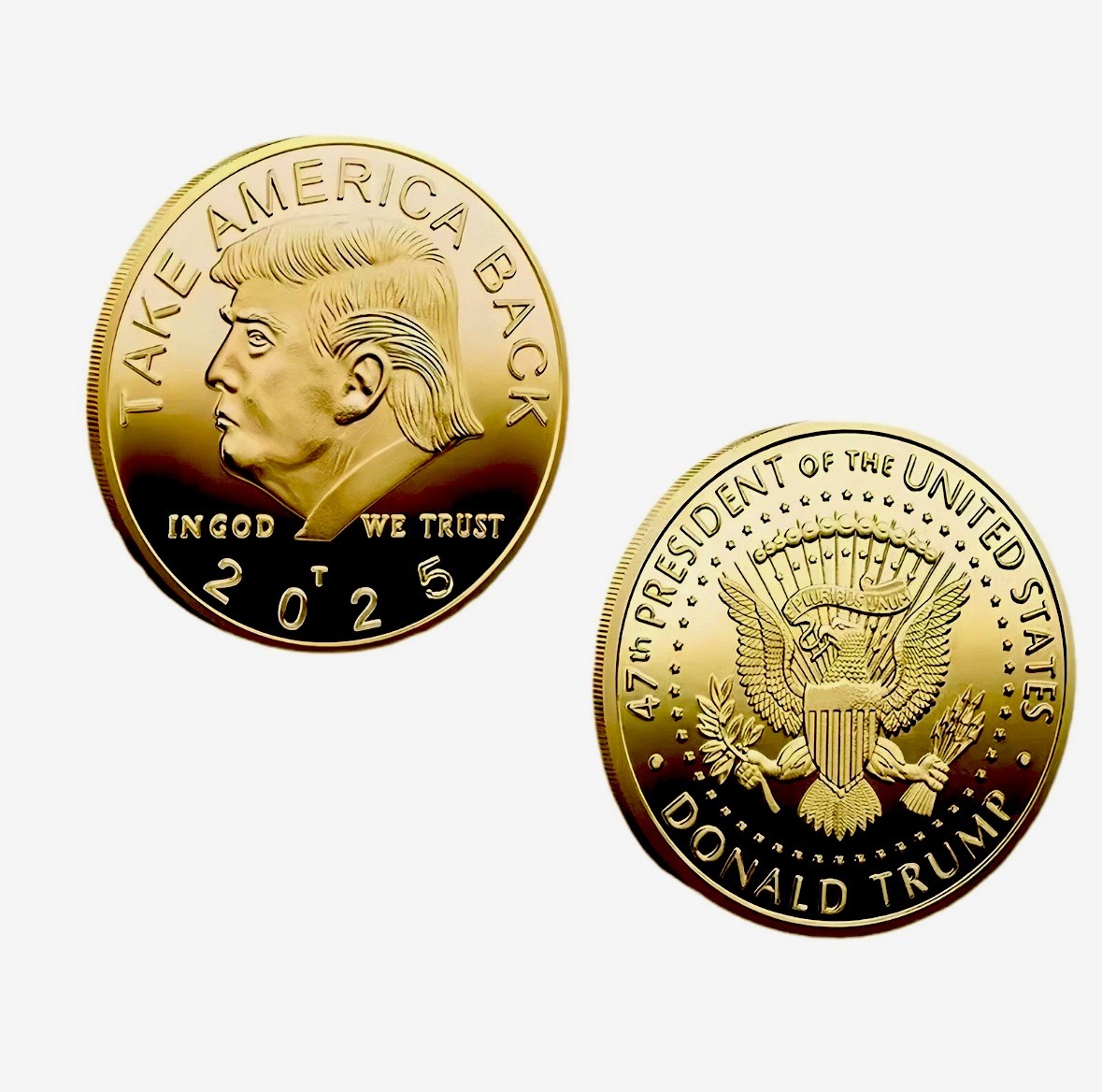 Trump Novelty GOLD Coin 2025 President Donald Trump, Gift MAGA, USA, With Case