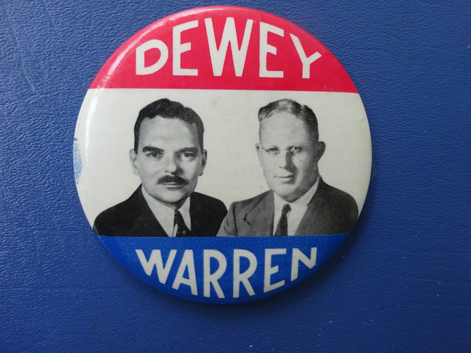Thomas Dewey Warren Large Campaign Pinback Button
