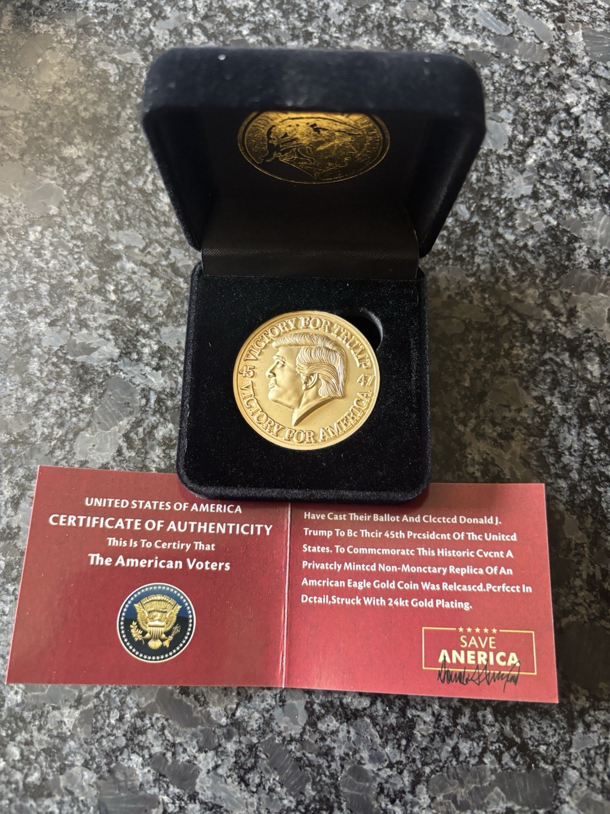 Trump 45Th And 47Th Presidential Coin, New In Velvet Box, Free Shipping