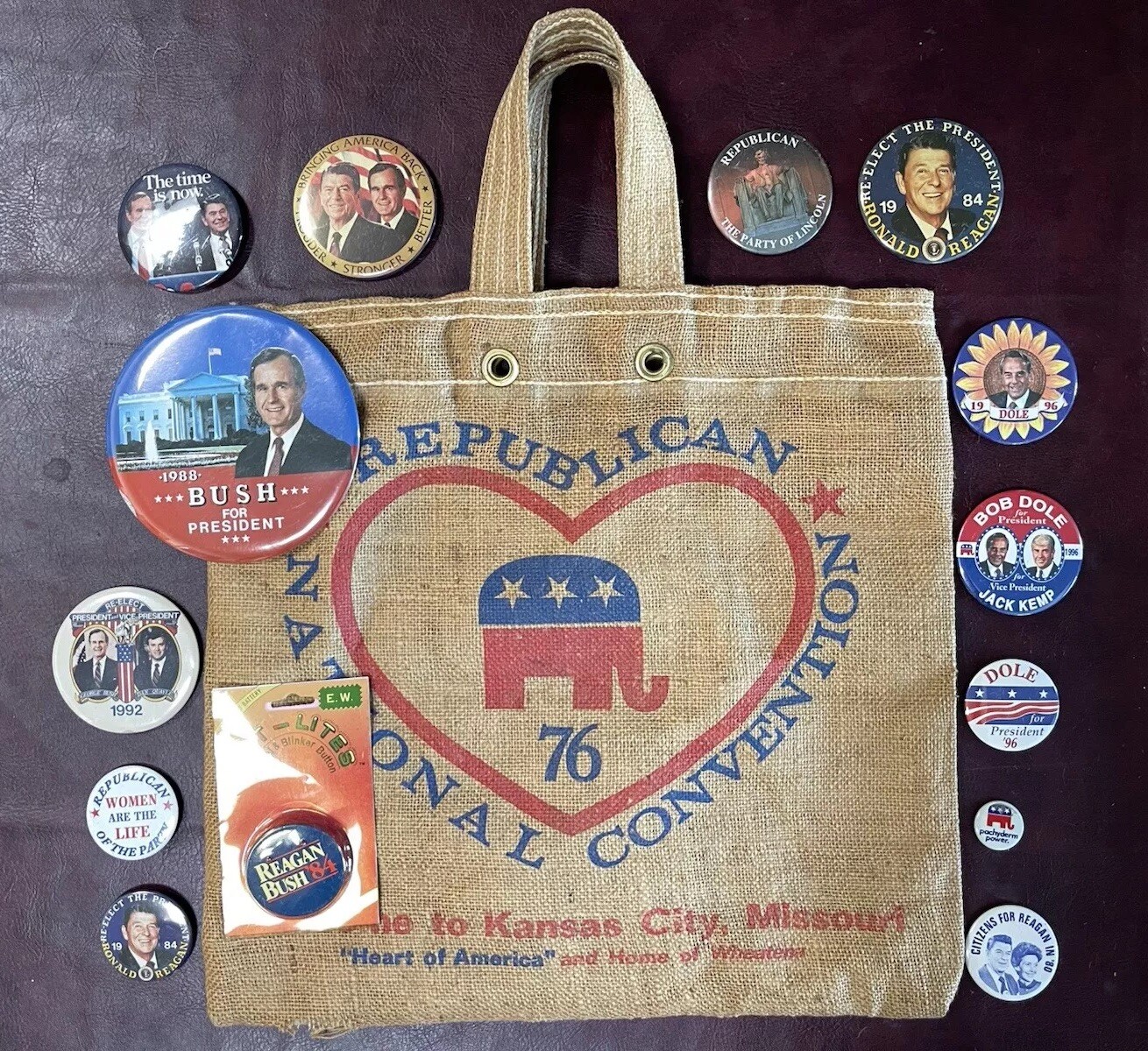 Vintage 1980-84 Ronald Reagan/Bush Political Pin Campaign Button Lot + Bob Dole