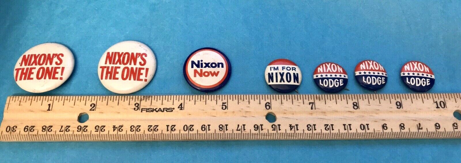 Pin Backs Political 7 Nixon Lodge, Nixon Now, I’m For Nixon, Nixon’s The One!