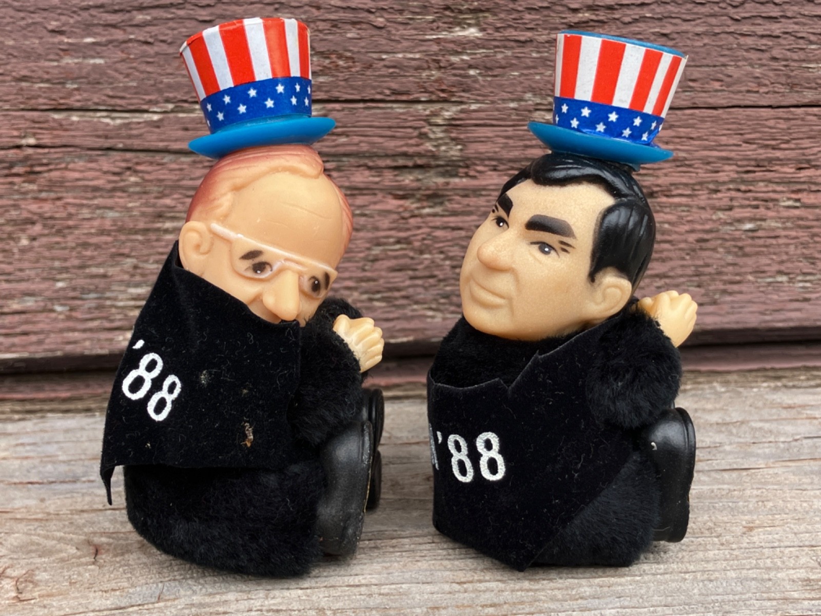 VTG GEORGE BUSH MIKE DUKAKIS POLITICAL WIN IN ’88 PLUSH TOY CLIP DOLLS