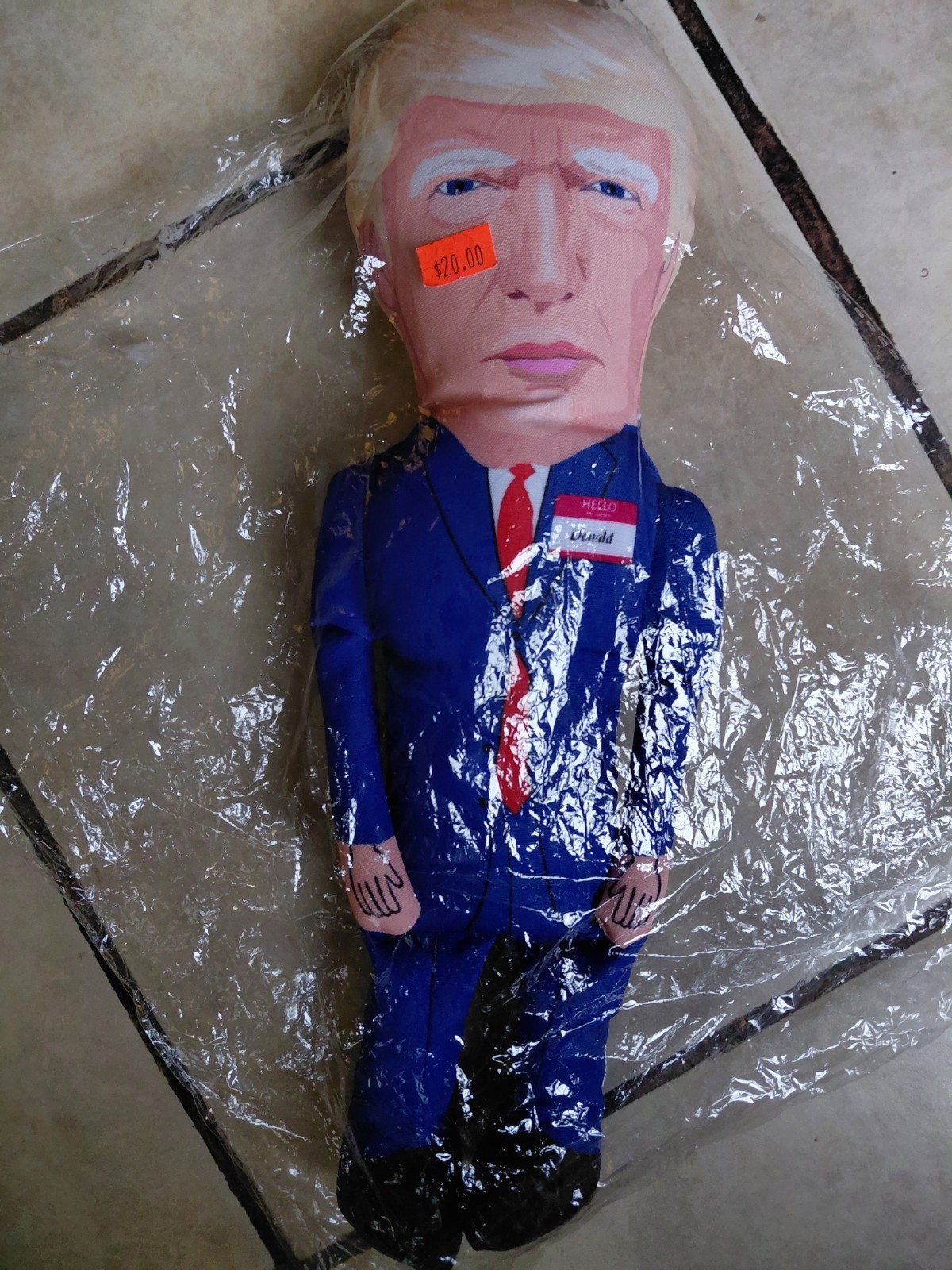 Donald Trump Plush Doll Toy Figure Blue Suit Red Tie Politics Polyester