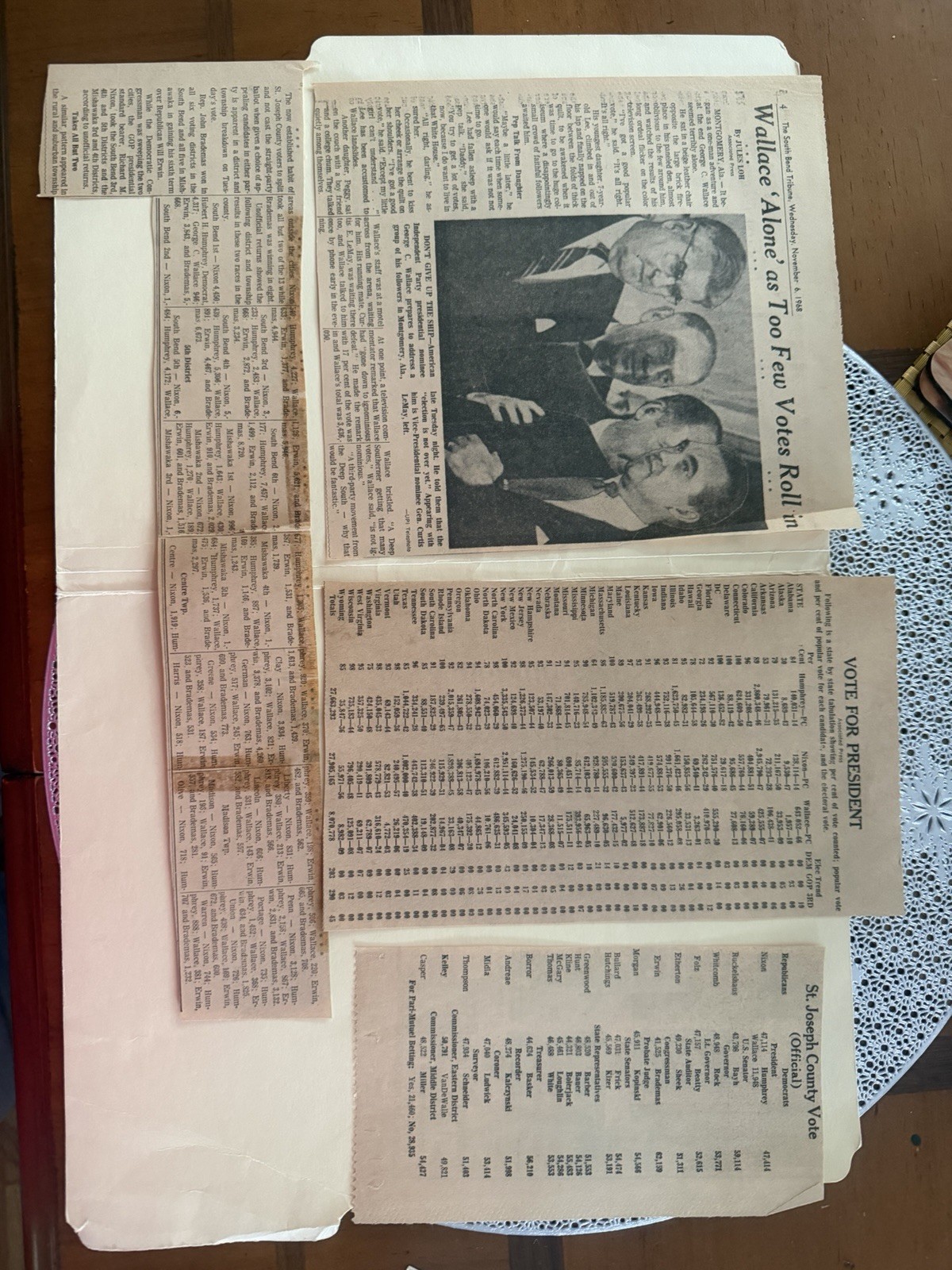 George Wallace 1982 Campaign Commemorative Coins, Certificate, Newspaper Clippi…