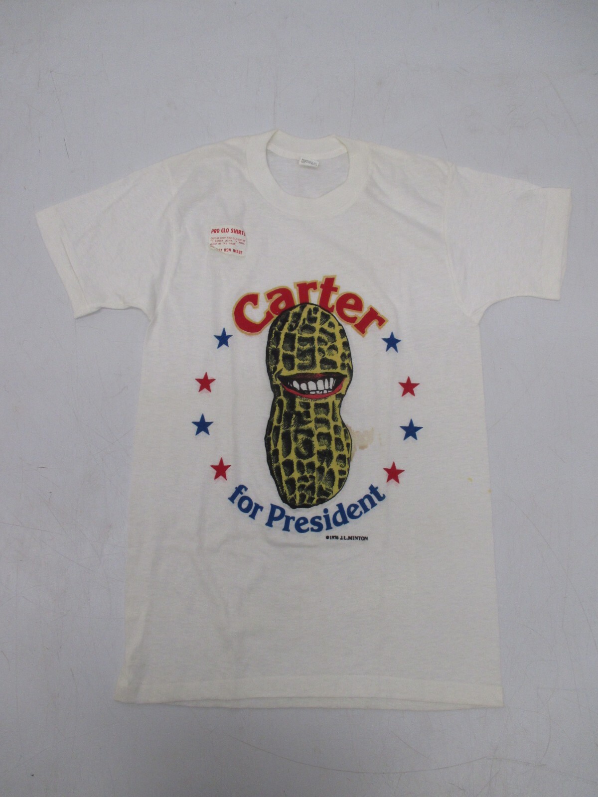 Vtg NOS 1976 Jimmy Carter For President Election Glow in Dark Peanut T-Shirt Tee
