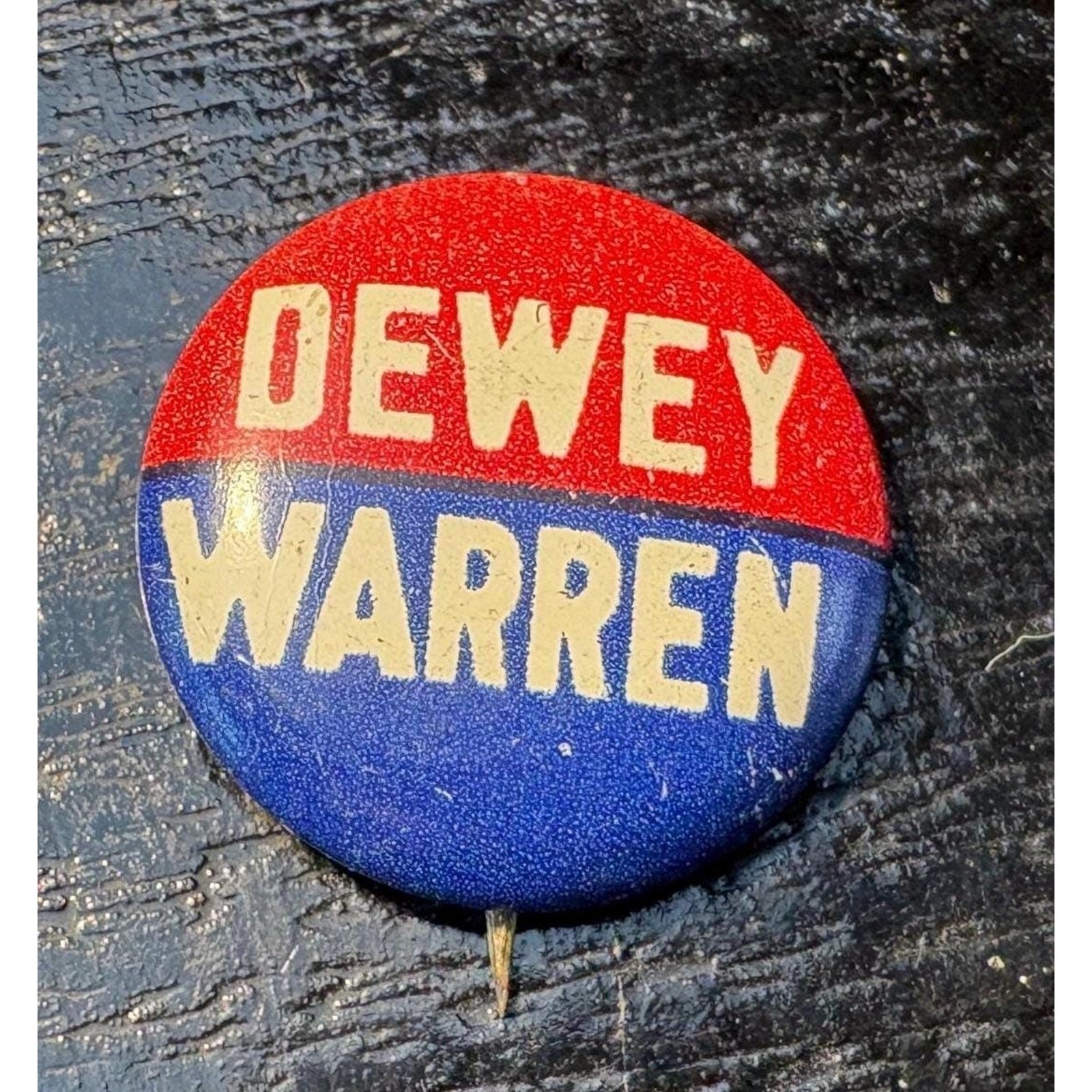 Vintage 1948 Dewey Warren Pin campaign pin button pinback Thomas E Dewey Earl Wa