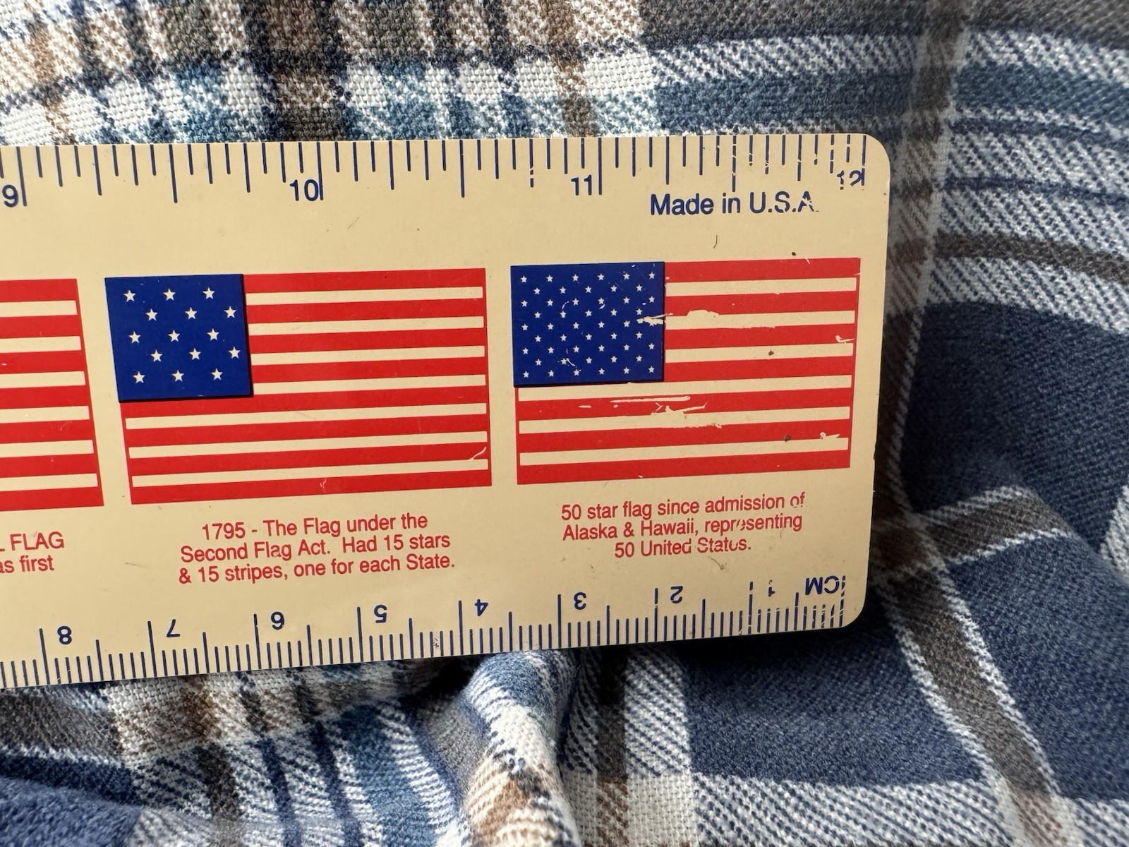 1993 12 Inch Plastic Ruler Flags, Star Spangled Banner, US Presidents. (B1)