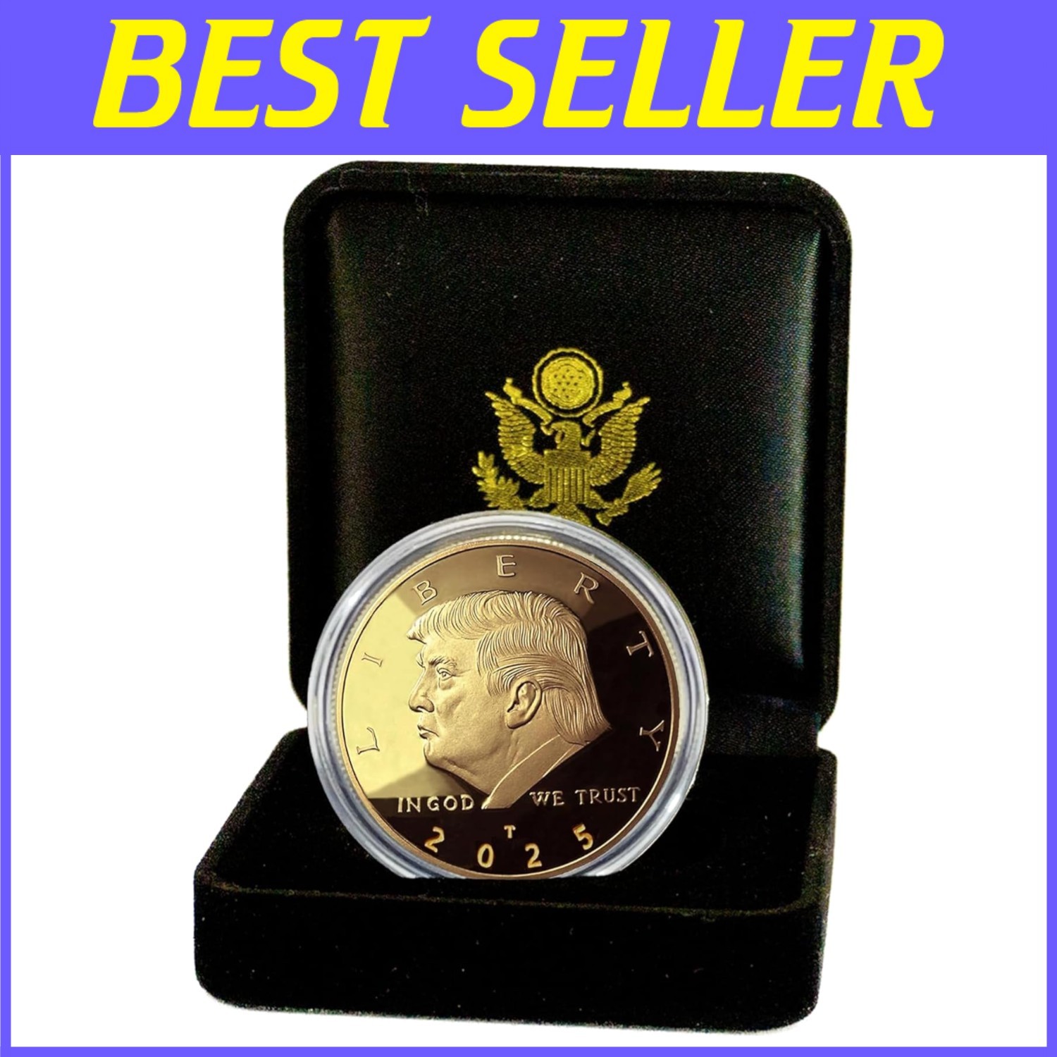 Trump 2025 Gold Coin in Velvet Case – Commemorative Replicat**