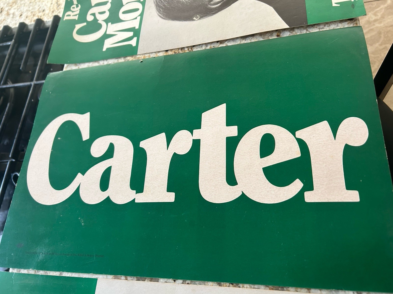 3 ORIGINAL 1980 RE-ELECT CARTER MONDALE CARDBOARD PRESIDENT ELECTION POSTER SIGN