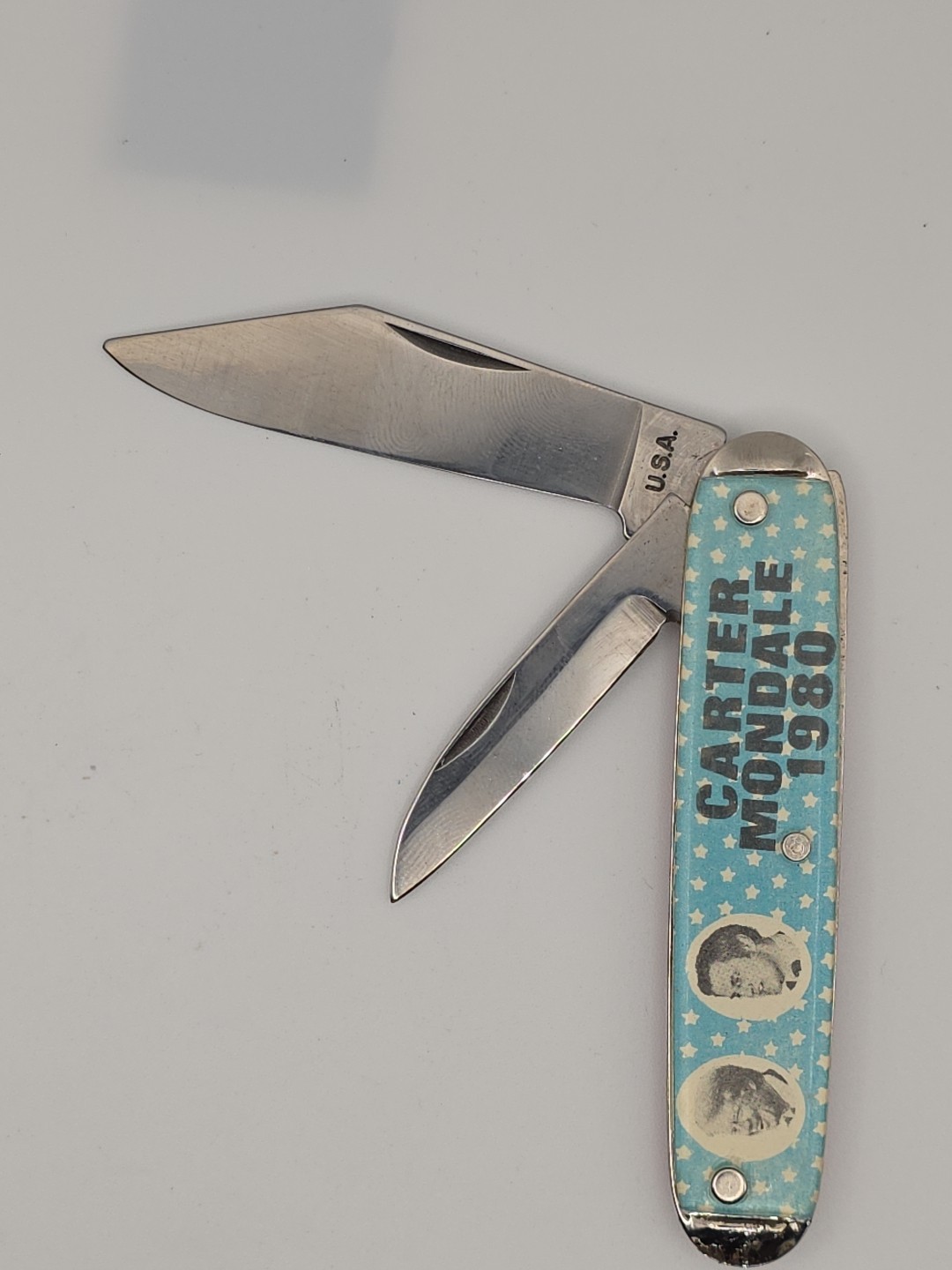 1980 Carter Mondale Made in USA Unbranded 2 Blade Pocketknife