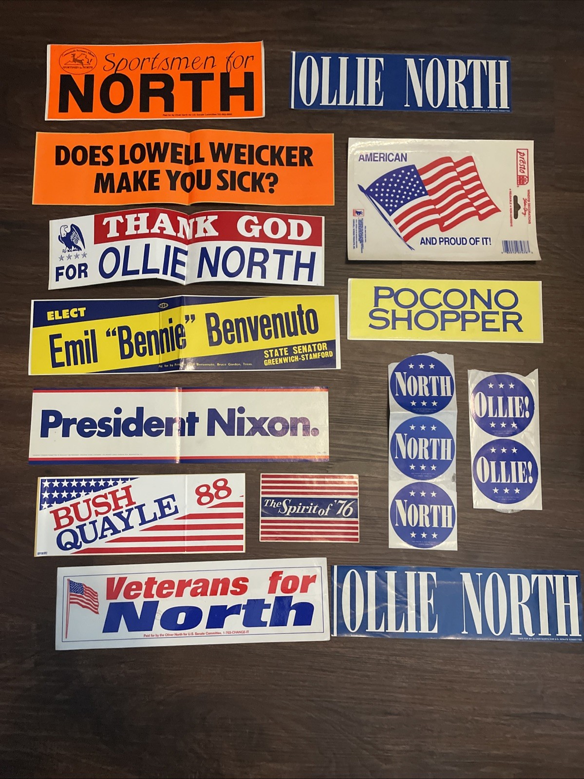 Political Sticker Lot 70’s & 80’s- Nixon, Bush, Etc.