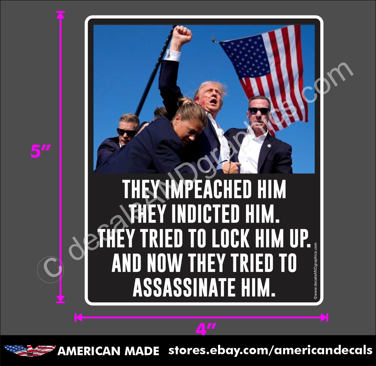 TRUMP 2024 STICKER ASSASSINATION ANTI DEMOCRAT DECAL WINDOW