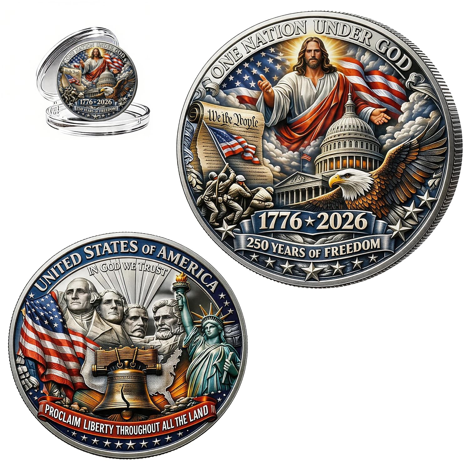 Commemorative Coin USA 250th Anniversary Patriotic Landmarks Collectible Metal K