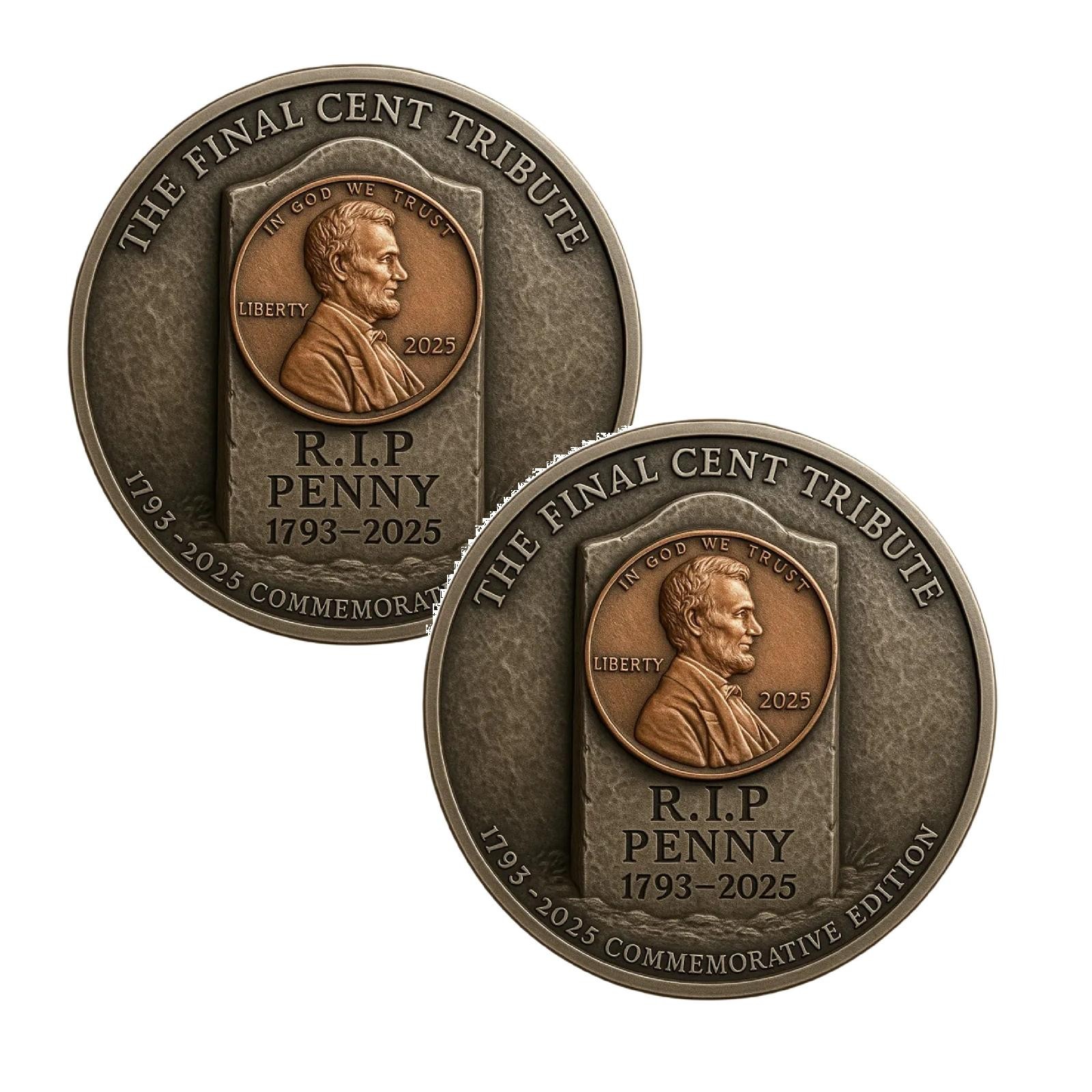 `2x The Final Cent Tribute R.I.P. Penny 1793-2025 Commemorative Coin