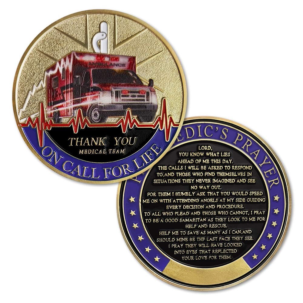 5 Pcs EMS Paramedic Prayer Challenge Coin Set for First Responders & Collectors