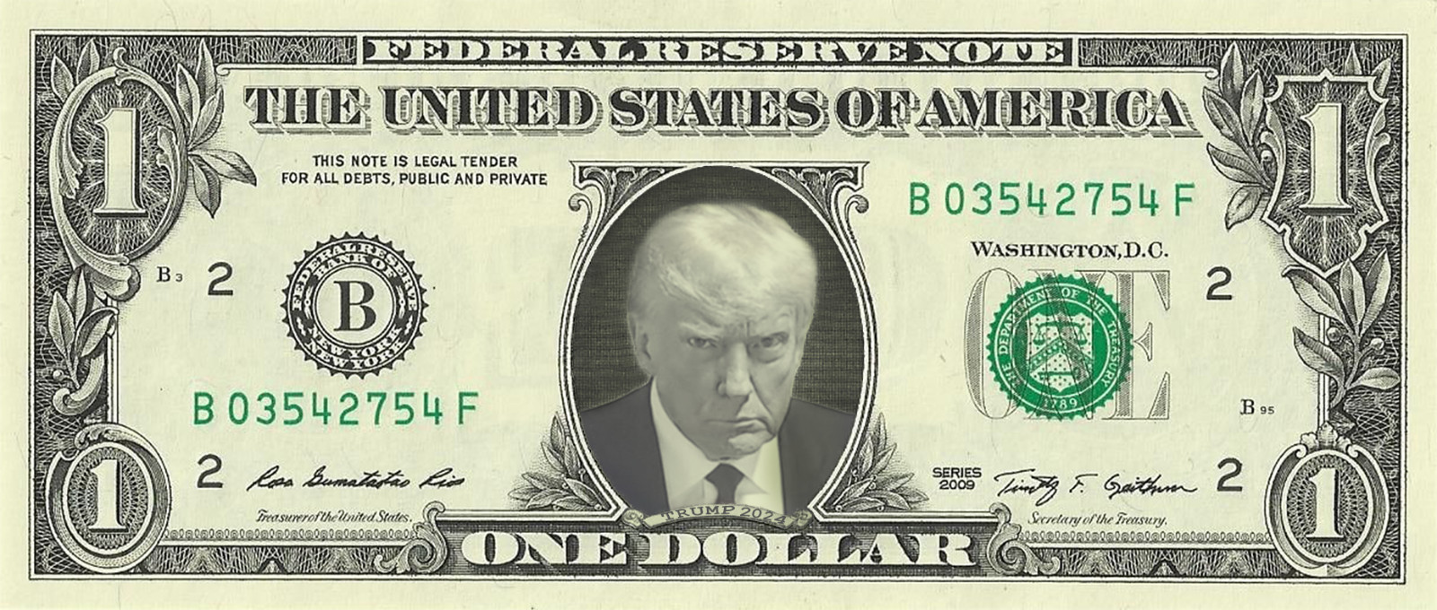 DONALD TRUMP on REAL Dollar With Trump Mugshot! SUPPORT OR PRESIDENT!