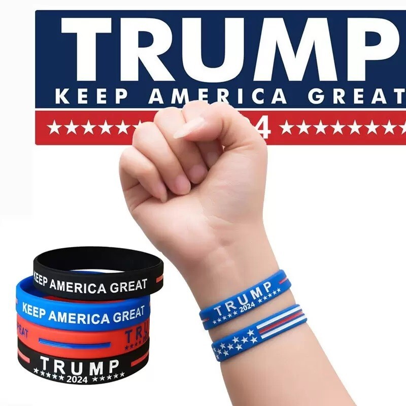 Trump 2024 Silicone Bracelet Party Favor Keep America Great Wristband 4pcs