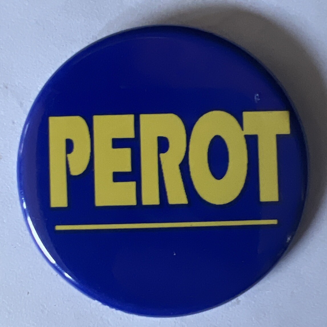 Original 1992 Perot 1 1/2″ Round Campaign Button~ Blue & Yellow