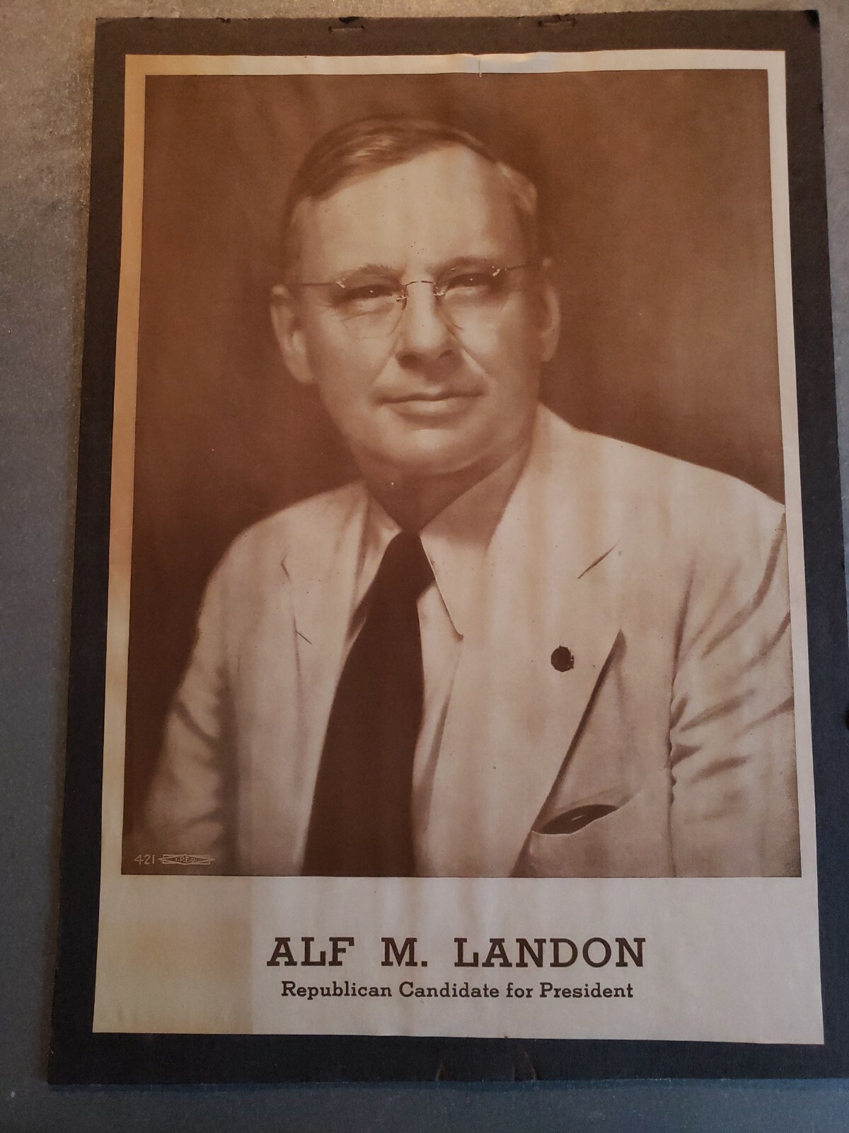 Alf Landon Campaign Poster 1936 vs FDR Kansas