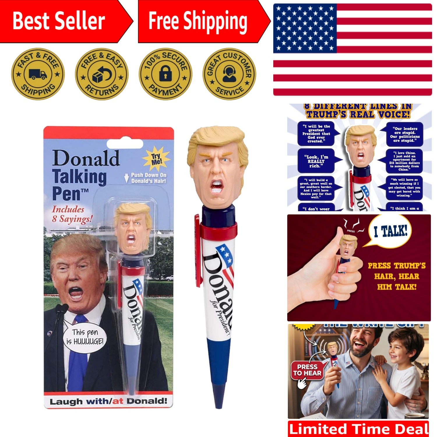 Presidential Talking Pen with Trump Quotes – Fun Gift for Political Enthusiasts