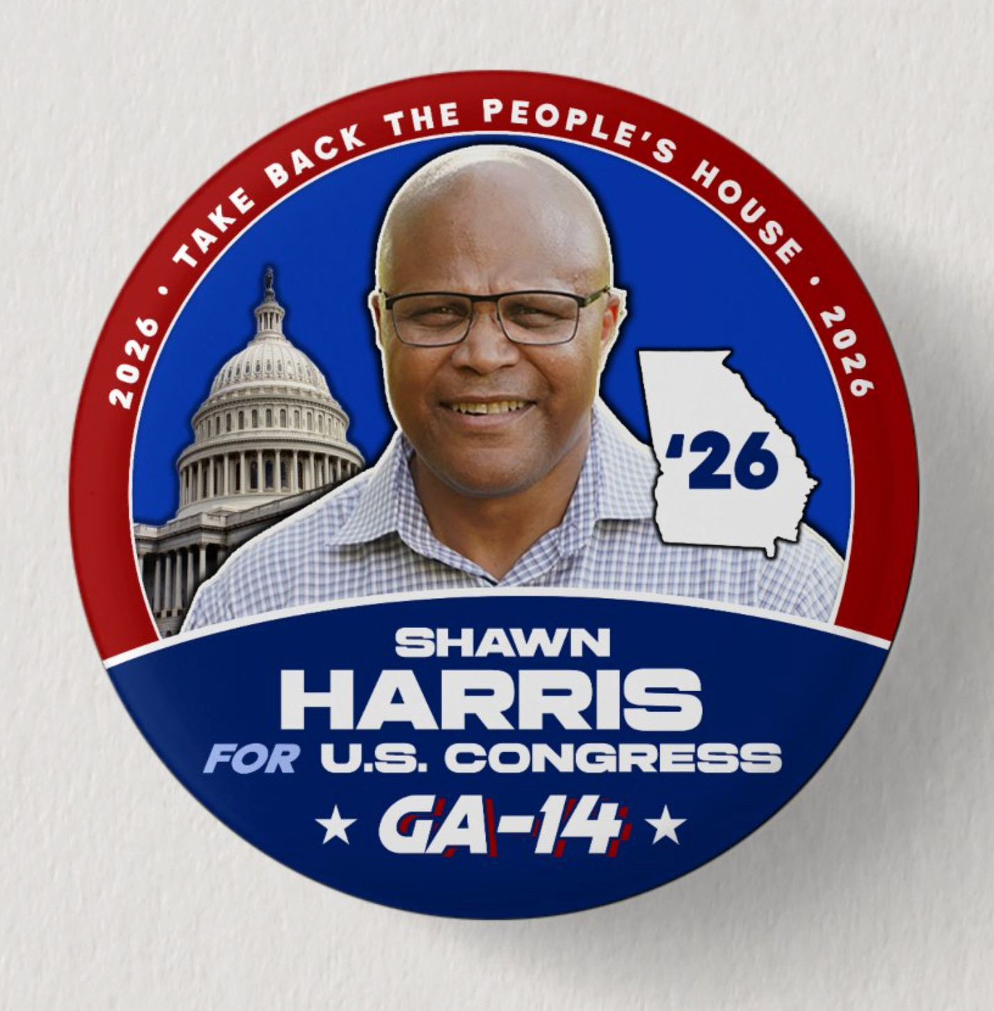 SHAWN HARRIS Congress 2026 Pin Button Political Democrat Georgia Midterms