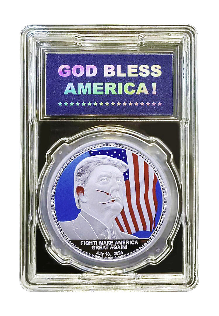 USA 2024 Donald Trump Assassination Attempt Silver Plated Shooting Commemorative