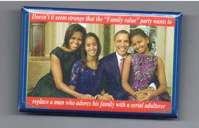Anti Newt Gingrich 2012 Political Pinback Button Family Values Pres Barack Obama