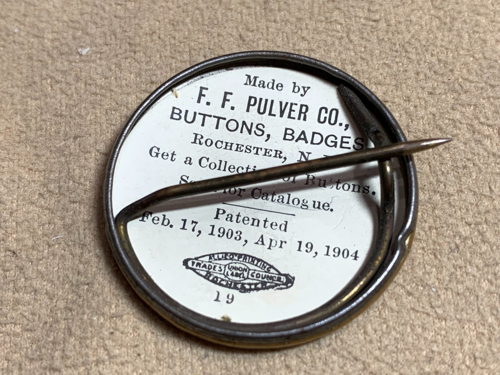 Theodore Roosevelt TR 1904 campaign pin button political