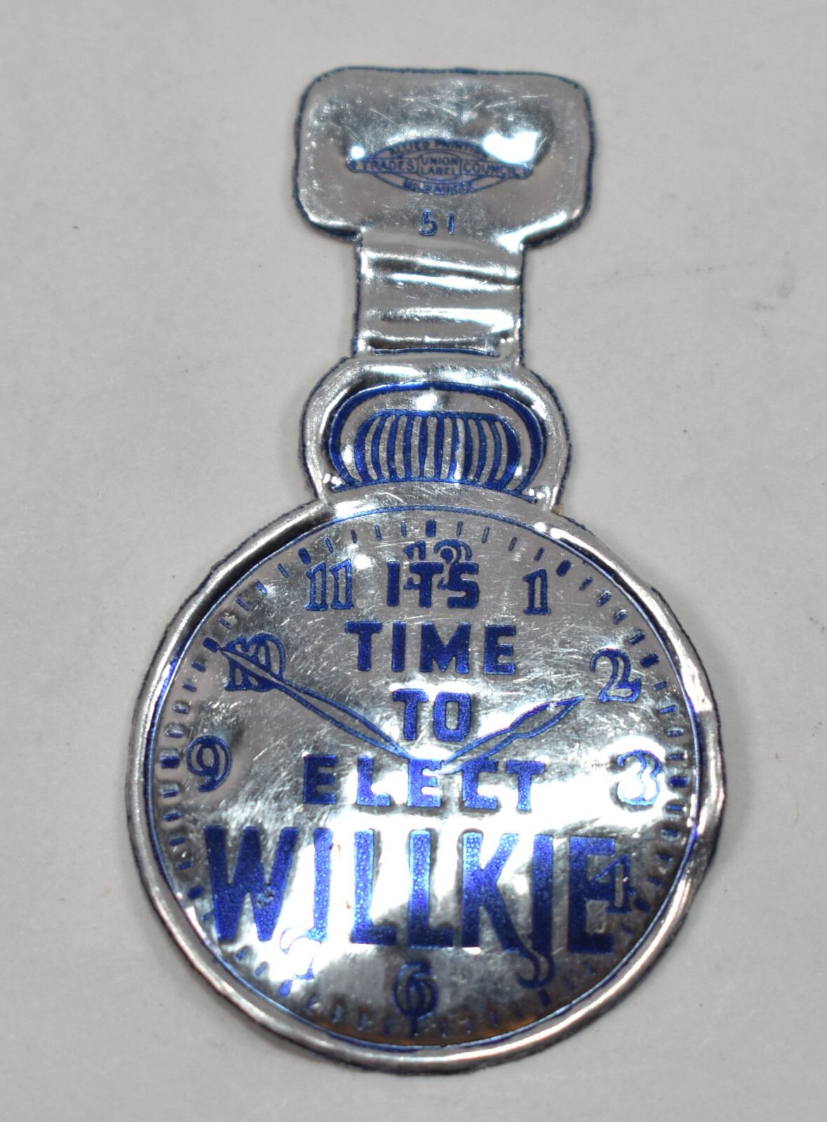 1940 Vintage Time to Elect Willkie Pocket Watch Political Campaign Fold Over