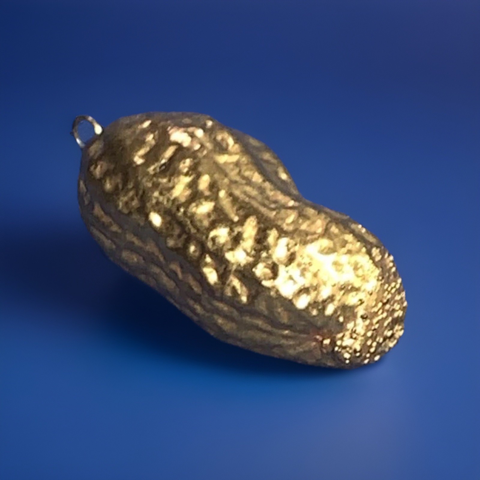 Vtg Peanut Necklace Pendant Gold Tone Carter Booster Item Shiny READ No Chain
