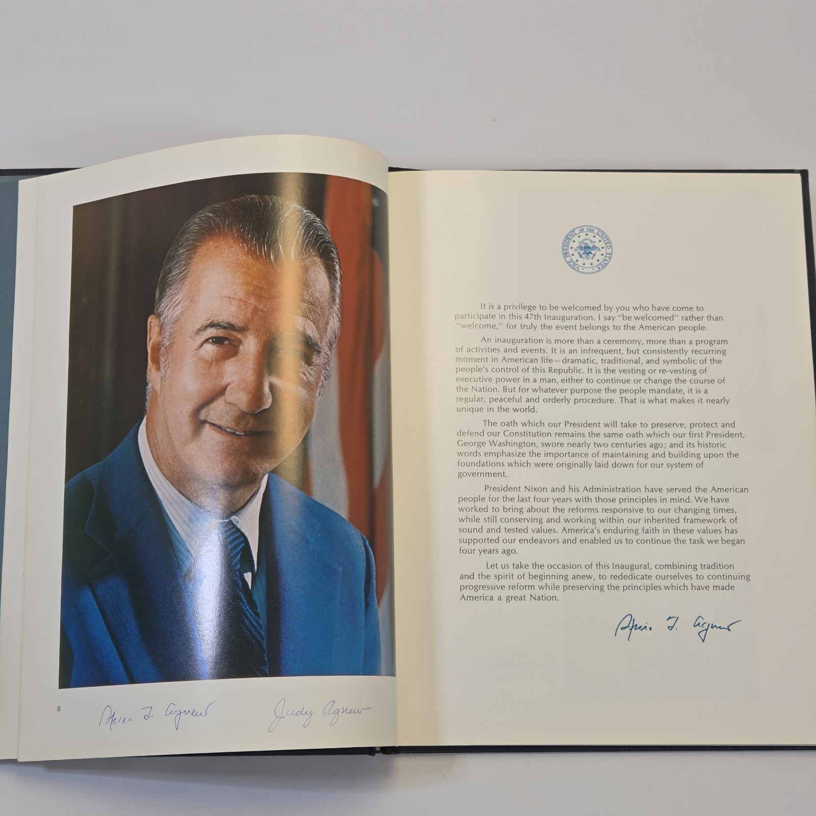 Vintage 1973 Inaugural Book Signed By Spiro Agnew. Collectable Political Ephem..